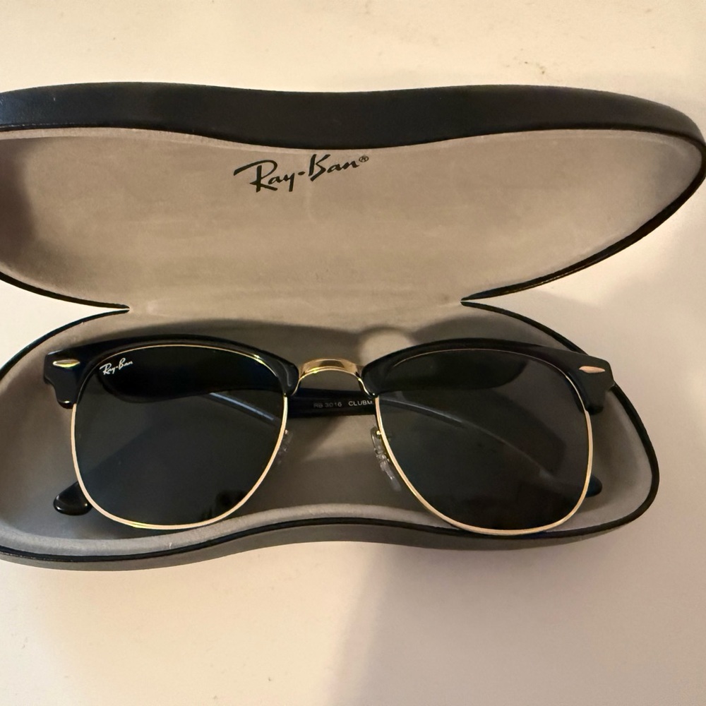 Ray-Ban Black and Gold Clubmaster Sunglasses